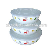 taças de esmalte utensílios de mesa decorared com tampa